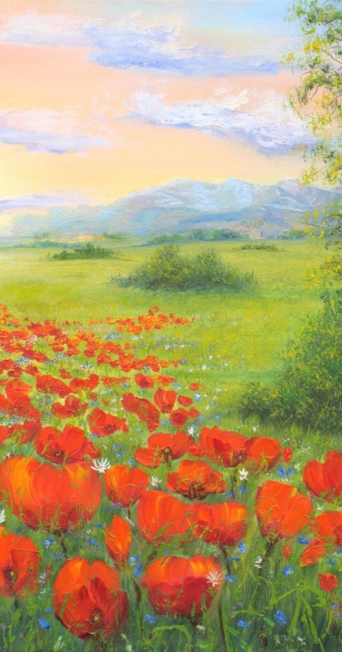 Poppy field by sunrise by Ludmilla Ukrow