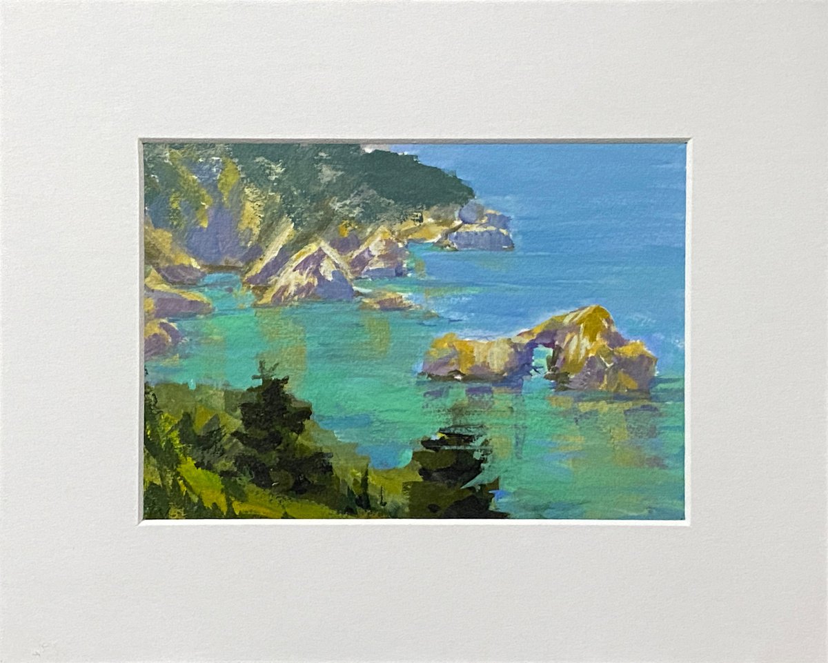 Coastal Cliffs Reflection gouache by Tatyana Fogarty