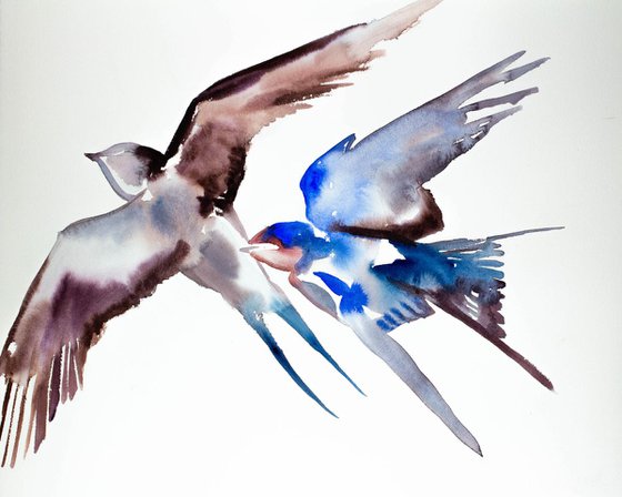 Swallows in Flight No. 3