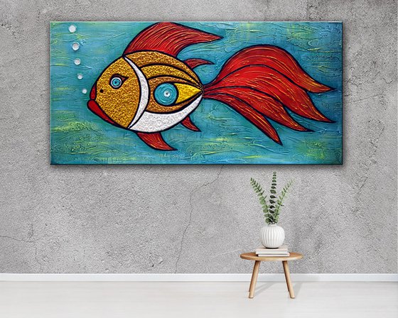 Goldfish - Abstract Gold Fish Painting