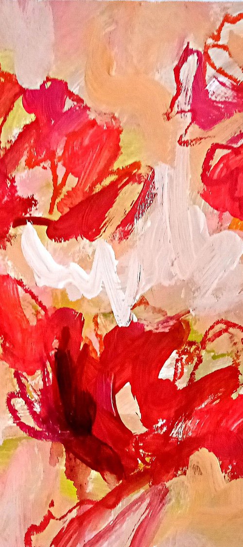 Abstract Red tulips#1/2022 by Valerie Lazareva