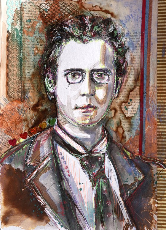 Gustav Mahler - Portrait drawing on paper