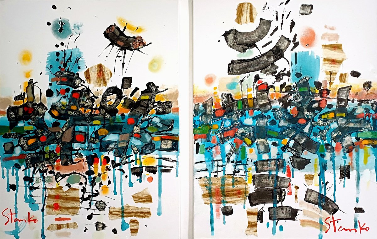  Abstract Vision (Diptych) By Stanislav Bojankov, 51 X 31, Artwork For Sale On Artfinder