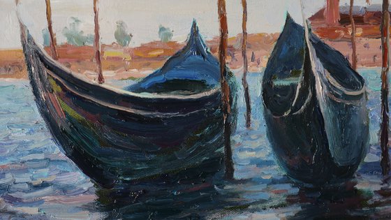 Boats In Venice - Venice painting