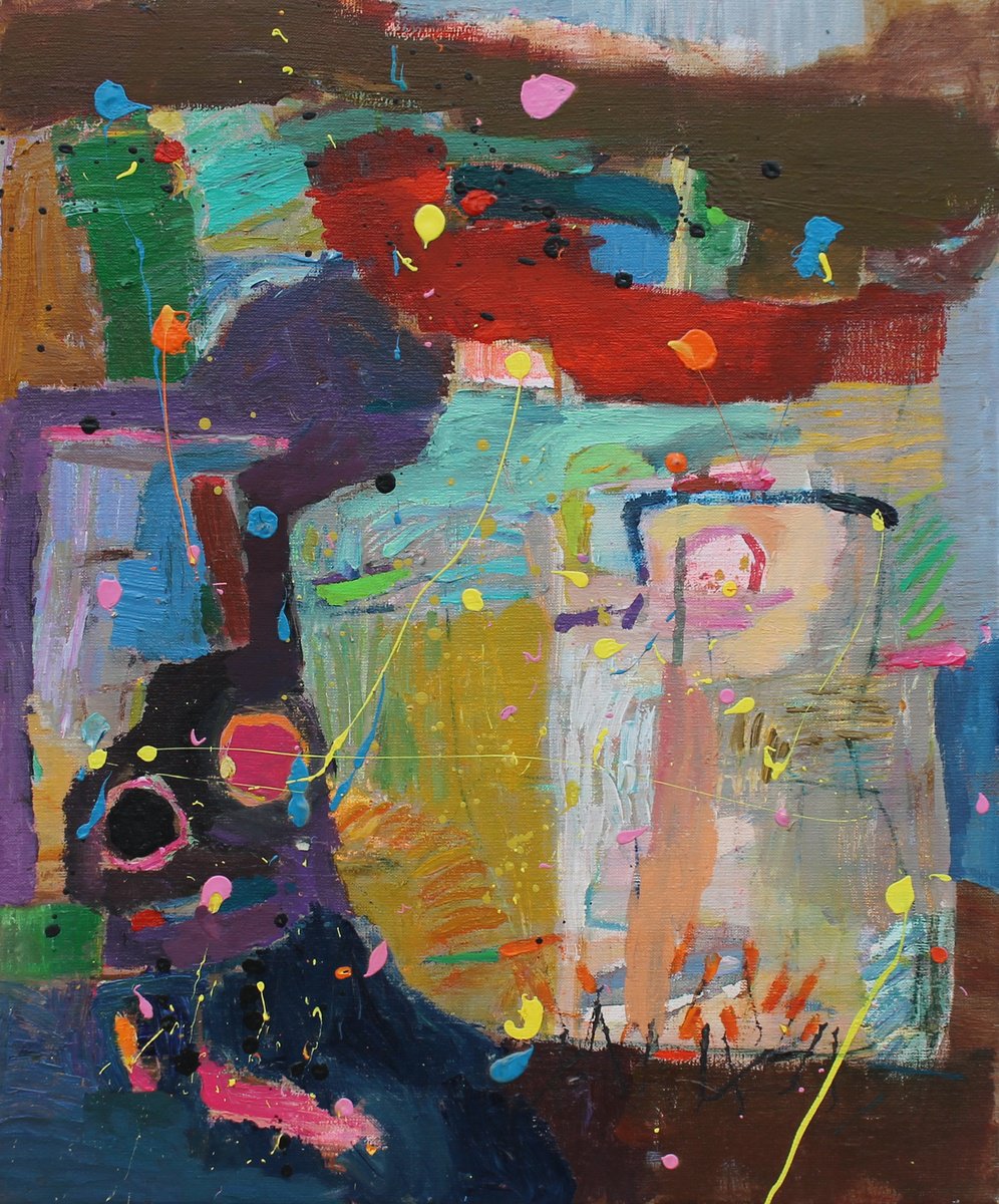 Expressive Abstract Acrylic Painting By Sergiy Dekalyuk, 20 X 24", Untitled, Original Artwork