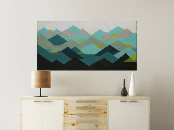 Original Abstract Painting - Traingel Mountain - 140x70cm - Ronald Hunter - 28N