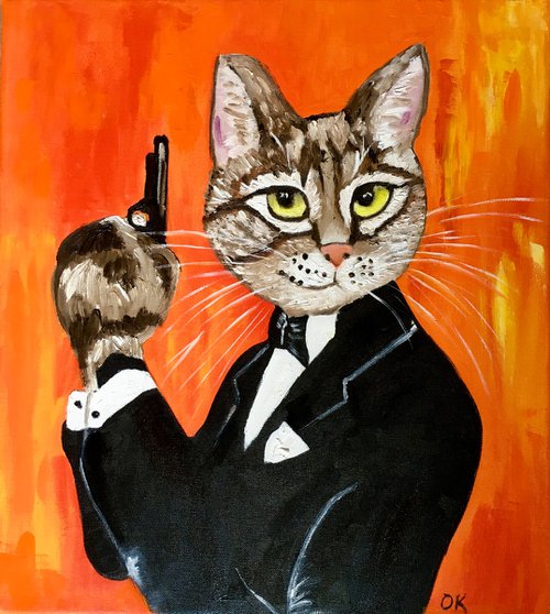 Cat  James Bond 007, Cats never die #5 by Olga Koval