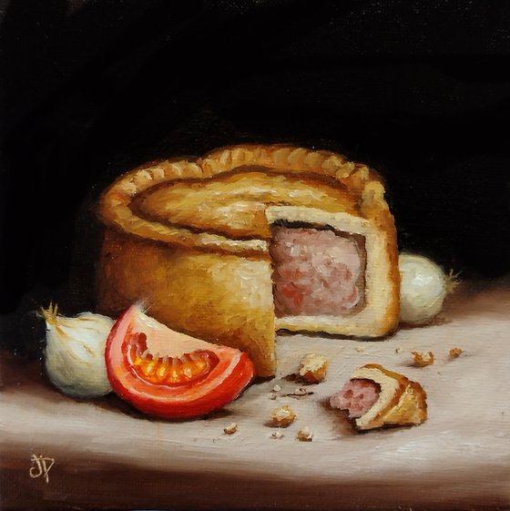 Pork pie with tomato