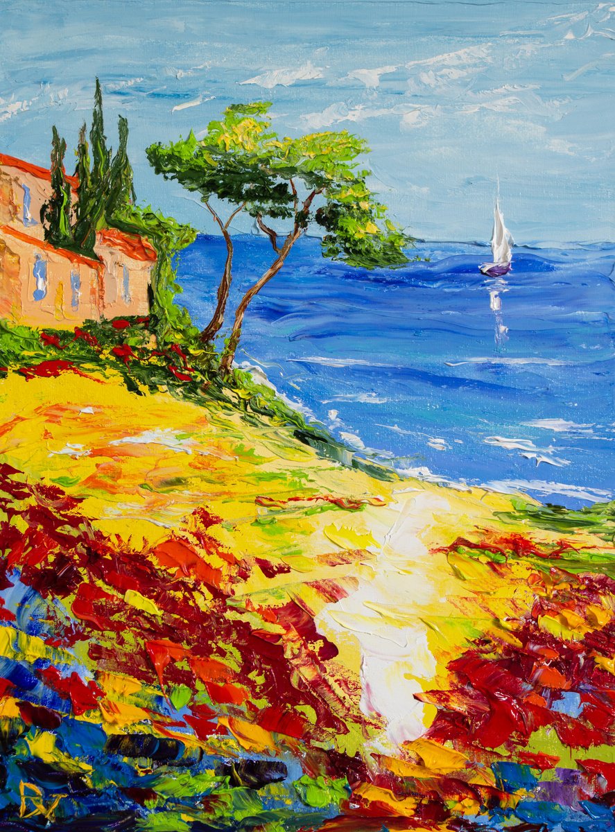 Impressionistic Landscape Oil Painting By Vladyslav Durniev, 12 X 16", Bright Sunny Day, Original Artwork