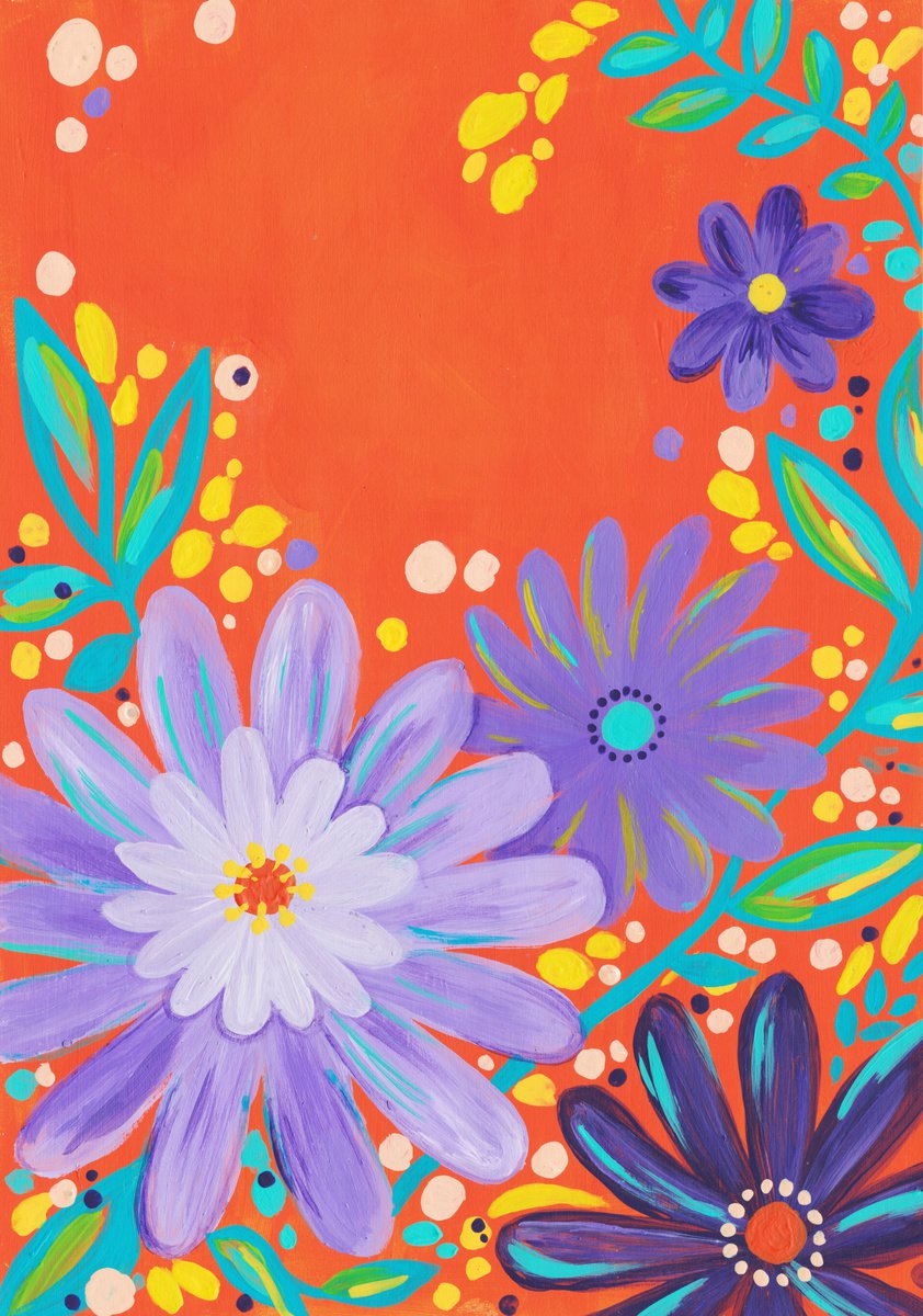 Summer cuties floral landscape painting. by Alexandra Dobreikin