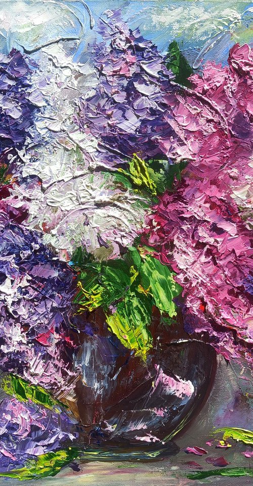 Lilacs(50x40cm, oil apinting, palette knife) by Anush Emiryan