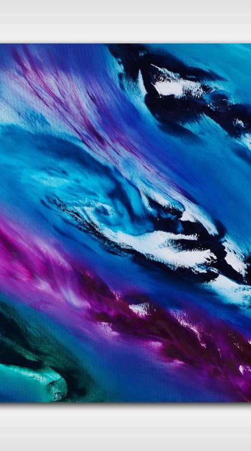 Blue sky I, the series, 100x70 cm, Deep edge, LARGE XL, Original abstract painting, oil on canvas by Davide De Palma