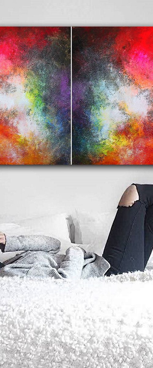 180x90cm / two piece abstract painting / Alex Senchenko © 2019 / Radiance by Alex Senchenko