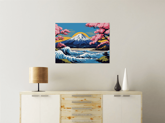 Mount Fuji and sakura blossoms