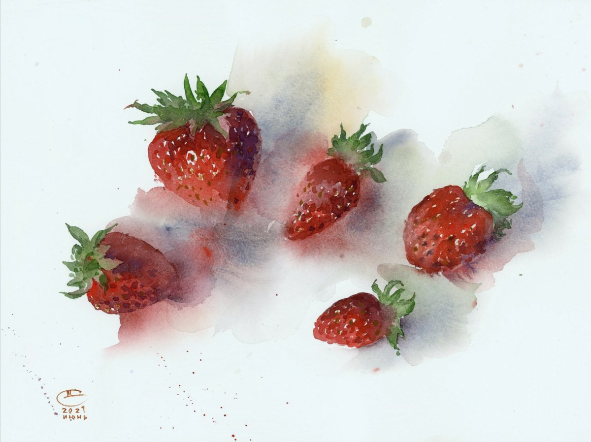 Five strawberries. by Tatyana Tokareva