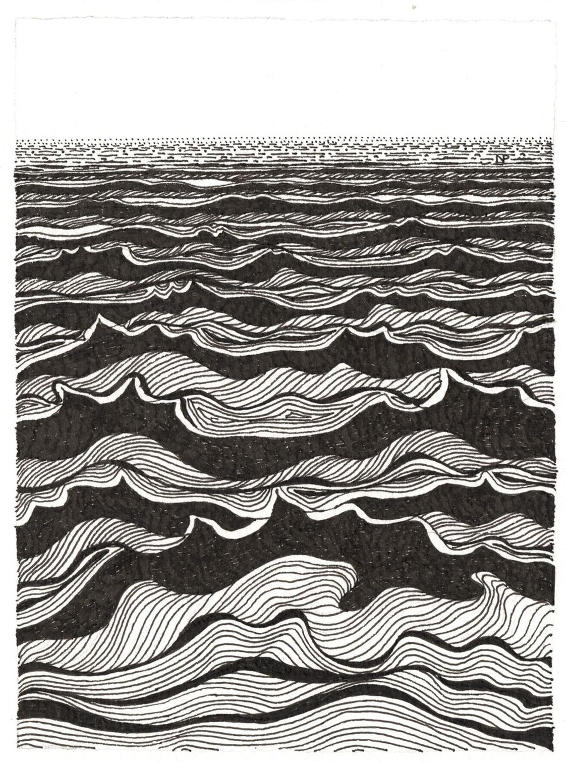 Sea Waves Ink drawing: Nives Palmić Artfinder