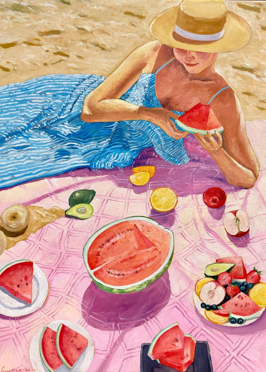 Girl with watermelon by Volodymyr Smoliak