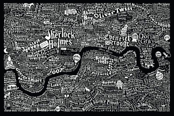 LITERARY LONDON MAP (black)