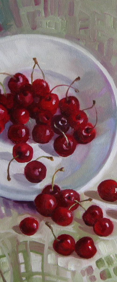 Plate with cherries by Elena Oleniuc