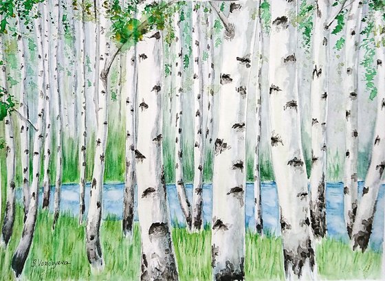 Birch. Comission watercolor painting.