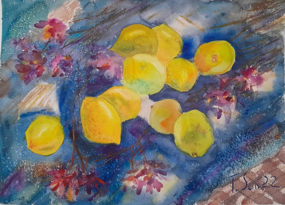 Impressionistic Watercolour , Lemons And Limes By Tanya Sun, 20 X 14, Artwork For Sale On Artfinder