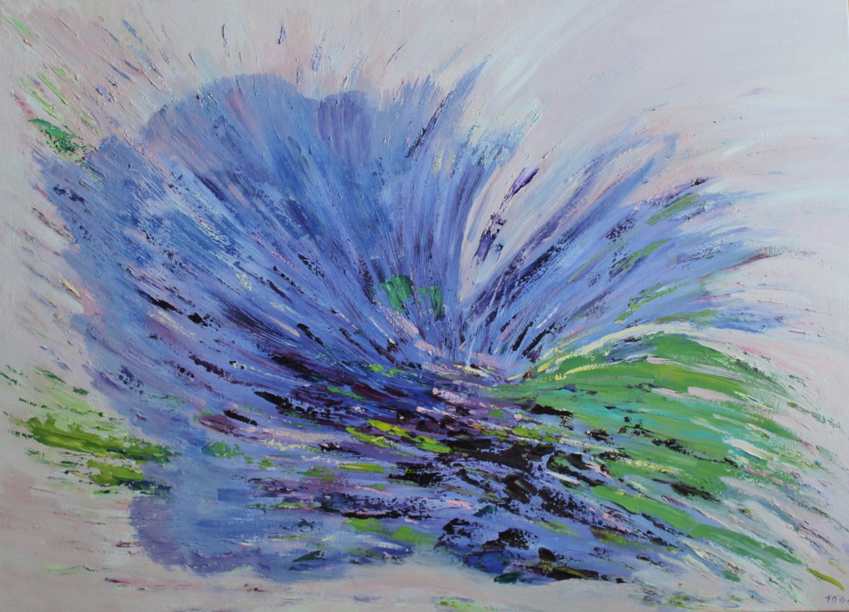 Blue Abstract Floral By Therese O