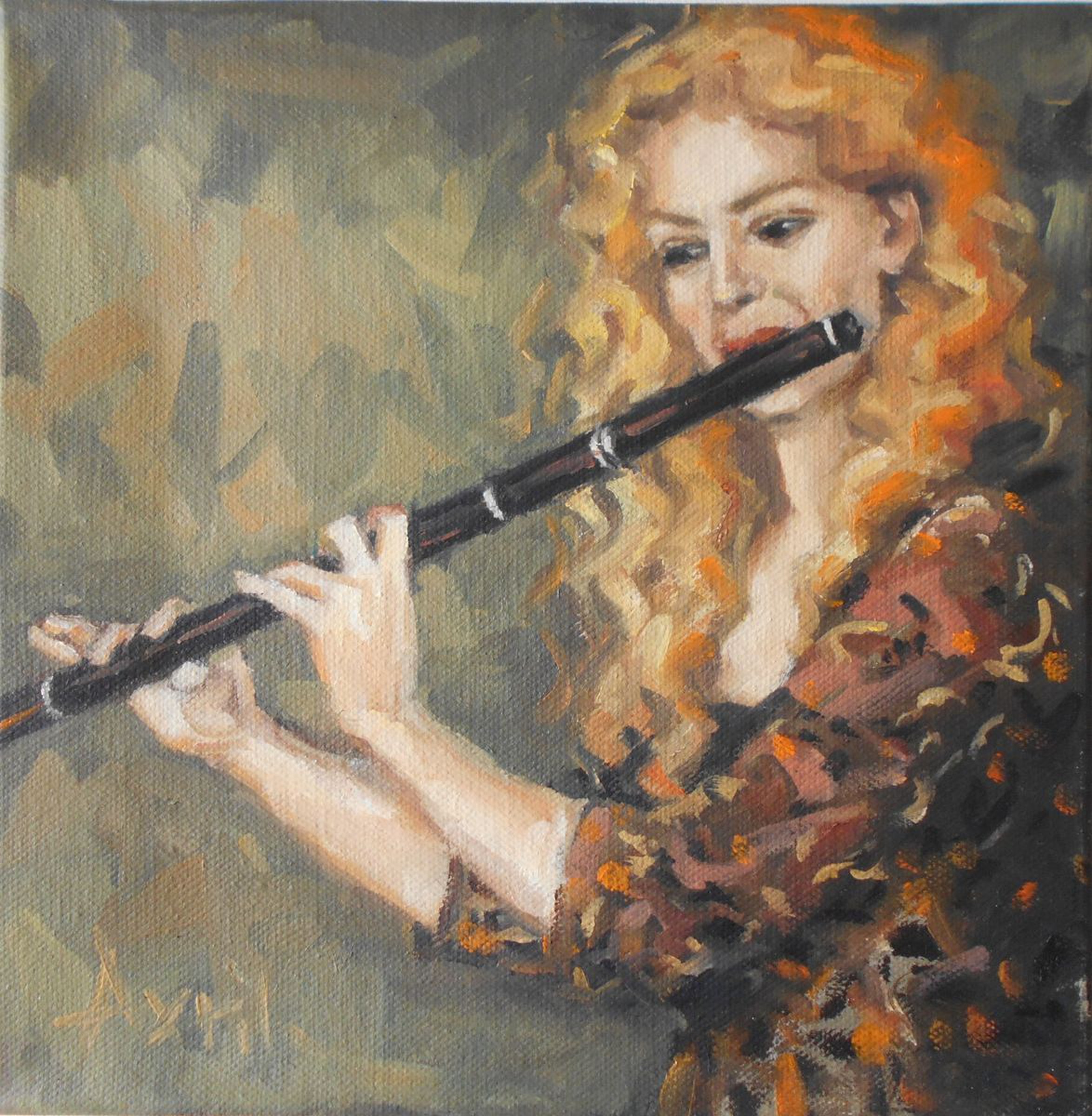 Black Flute Oil Painting By Avril Hattingh Artfinder