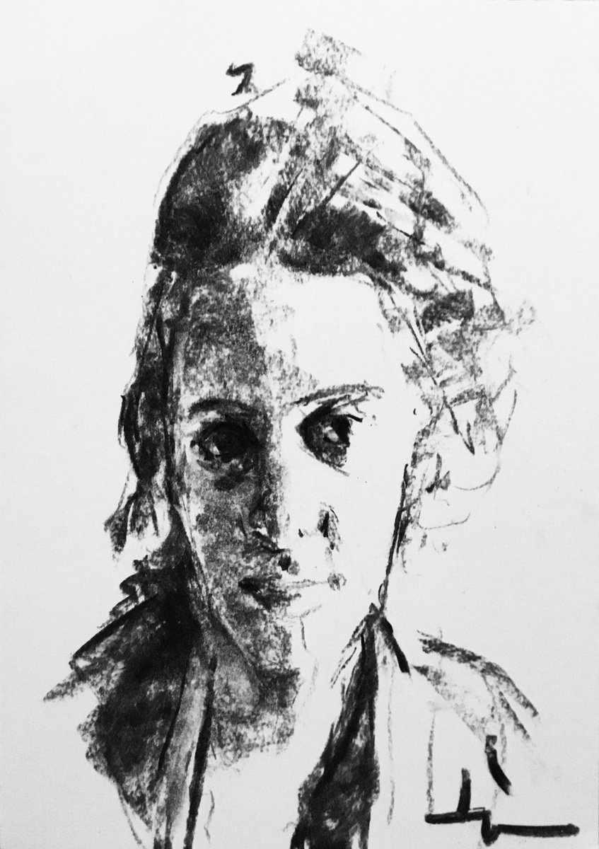 Expressive Charcoal Drawing , Stretched Portrait #1 By Dominique Deve, 8 X 11, Artwork For Sale On Artfinder