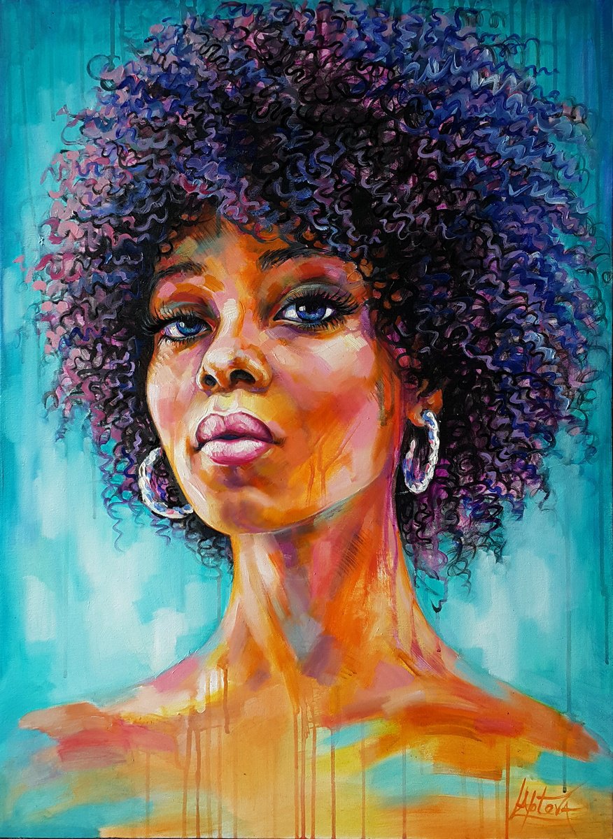 Impressionistic Portrait Oil Painting By Viktoria Lapteva, 23 X 31", Curly, Original Artwork