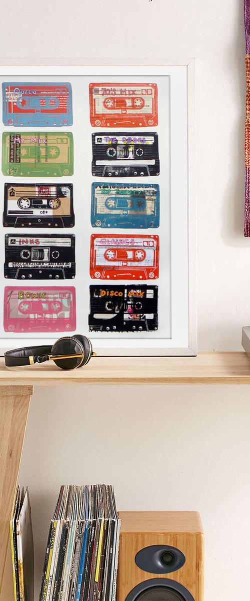 Cassettes #5 (cassette tapes, retro music, 70's, 80's rock culture) by Carolynne Coulson