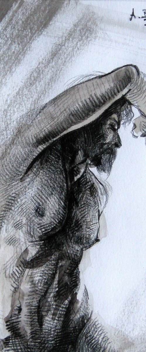Male nude / Ink drawing by Alexandre Barbera-Ivanoff