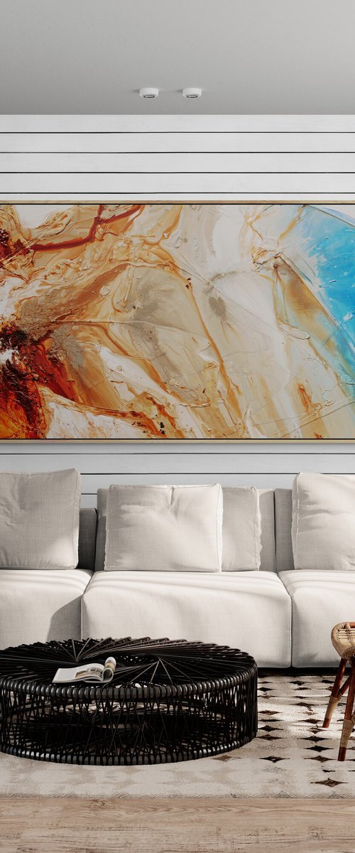 Rock to Ocean 240cm x 100cm Textured Abstract Art by Franko