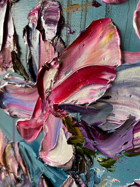 Magnolia Blossoms on Blue