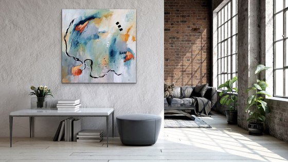 Learning to fly - Original large abstract painting - Ready to hang