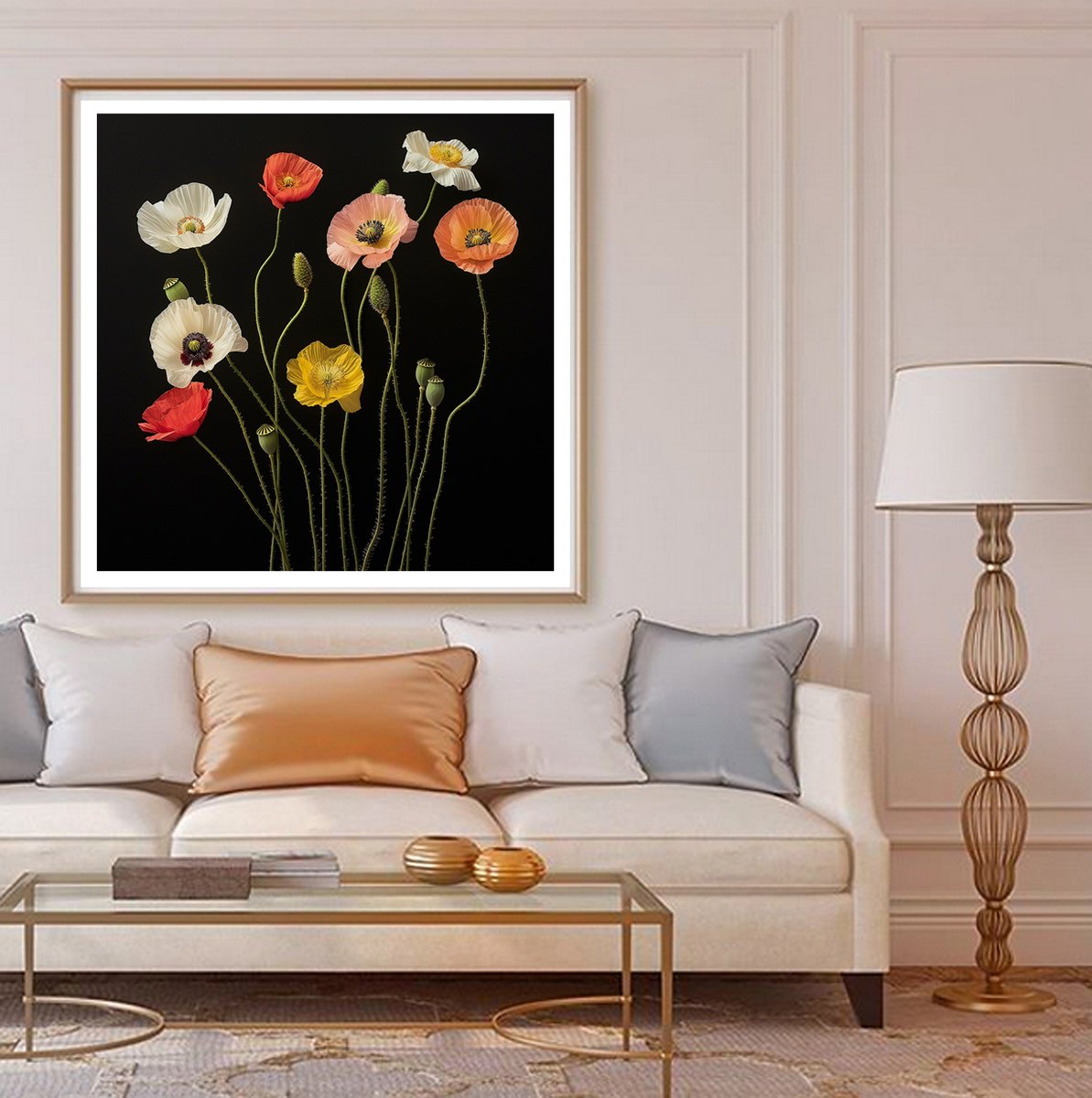 Photorealistic Botanical Photograph By Michael Filonow, 32 X 32", Poppies 34, Original Artwork