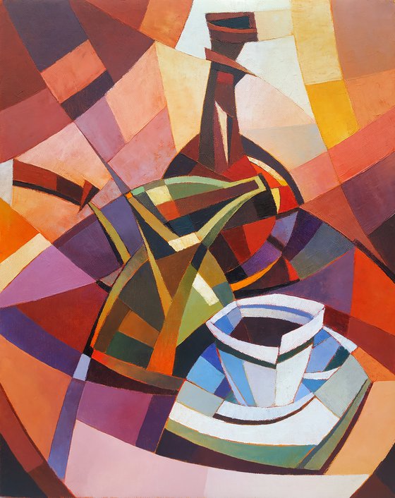 Still life (40x50cm, cubism, oil painting, ready to hang)