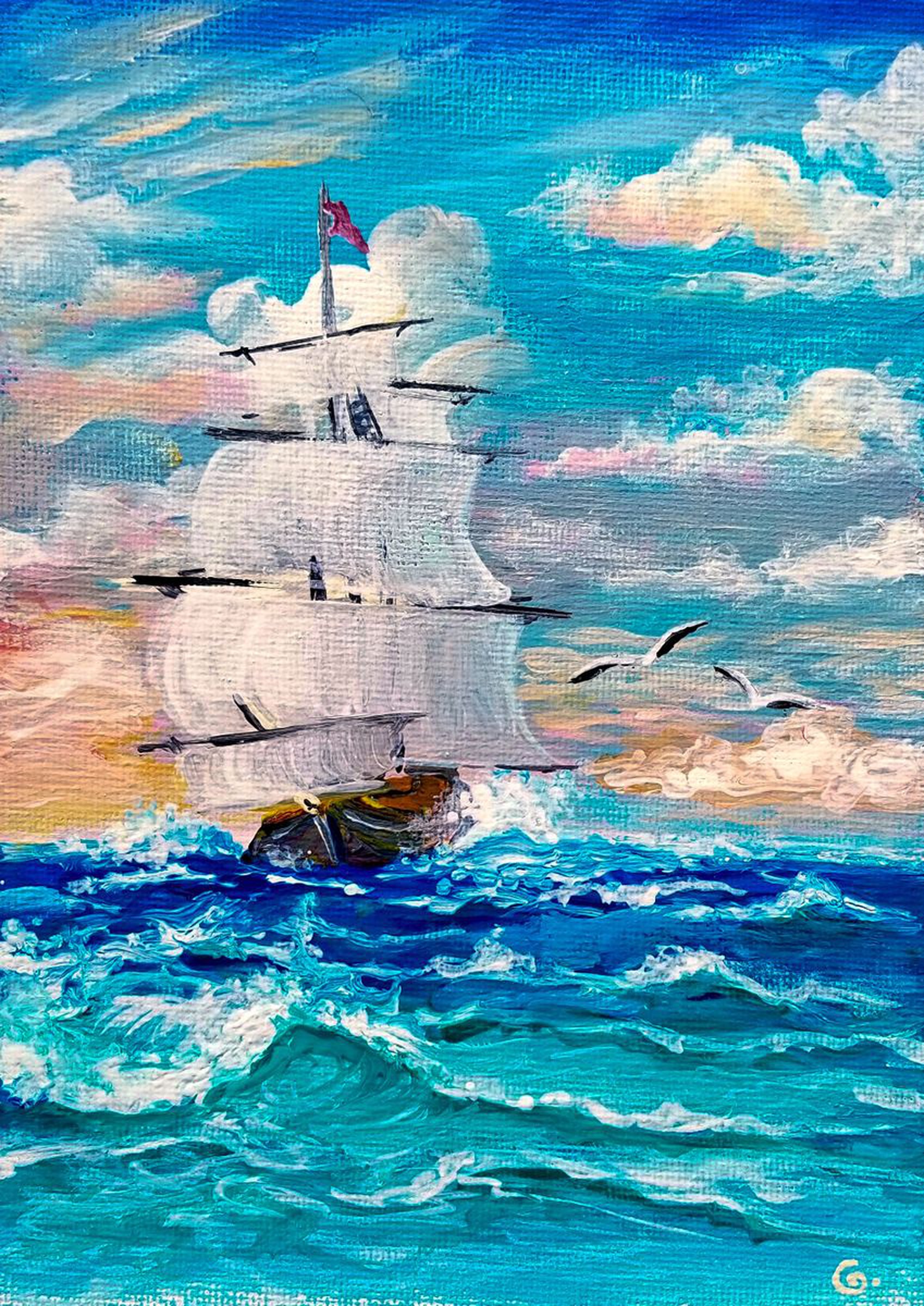 The Ship Acrylic Painting By Galina Victoria Artfinder