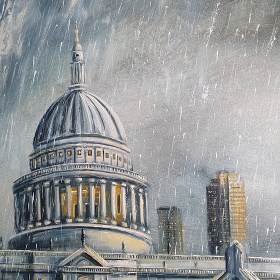 Rain On The Bridge To Saint Paul's