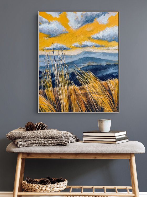 Gray and Yellow Mountainscape