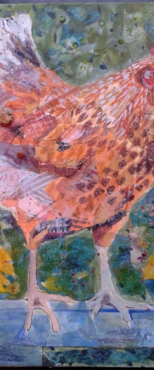 Hen on Fence by Fiona Plaisted