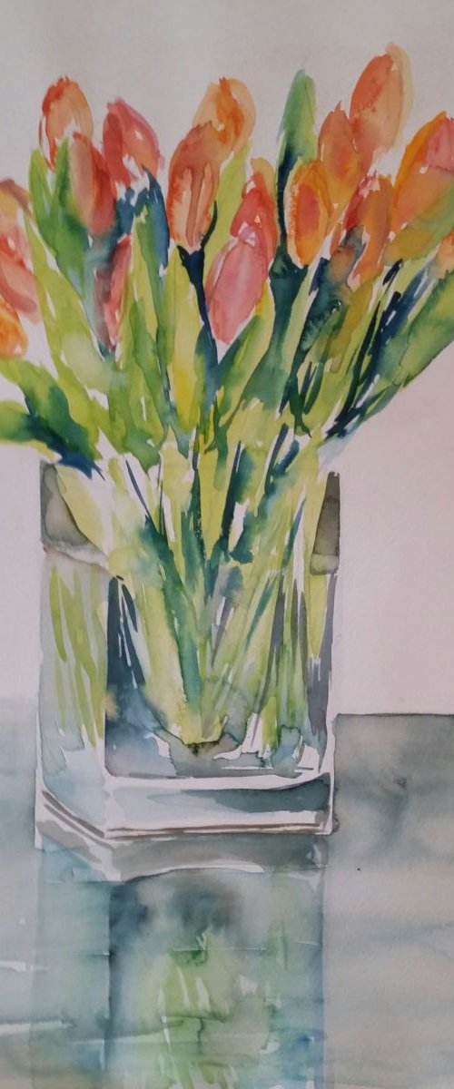 A vase with tulips by Els Driesen