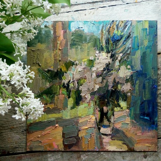 Original oil painting  Lilac time