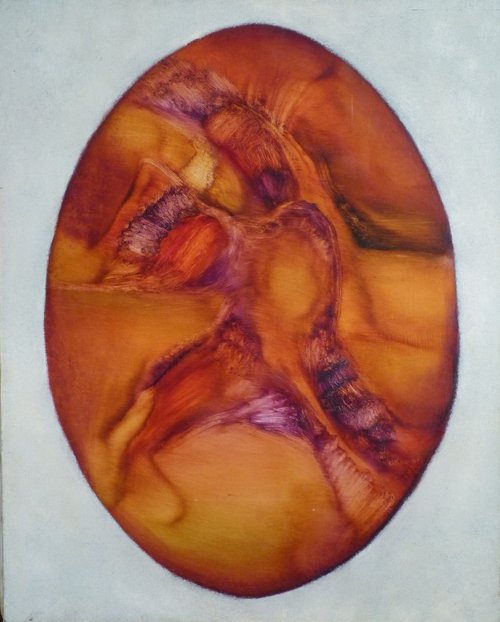 Oval abstract, oil on canvas 65x81 cm by Frederic Belaubre