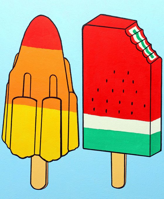 Ice Lollies and Popsicles Line-Up - Pop Art Painting On Large Canvas