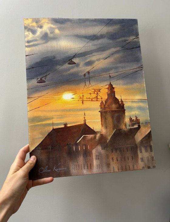 Sunset over roofs
