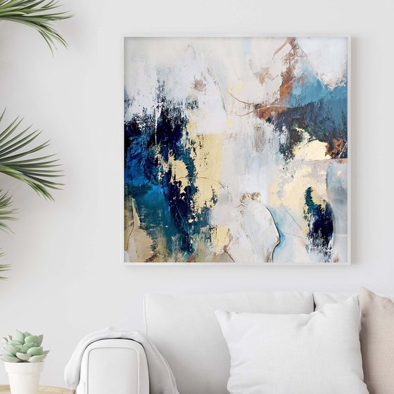 "Sobriety 4" Abstract navy gold acrylic art