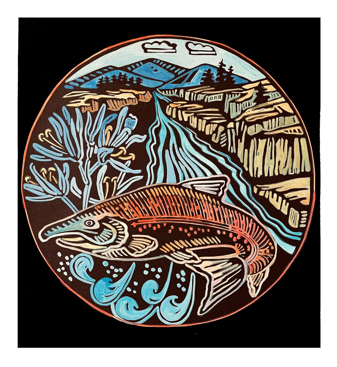 Sockeye Salmon (colored) by Laurel Macdonald