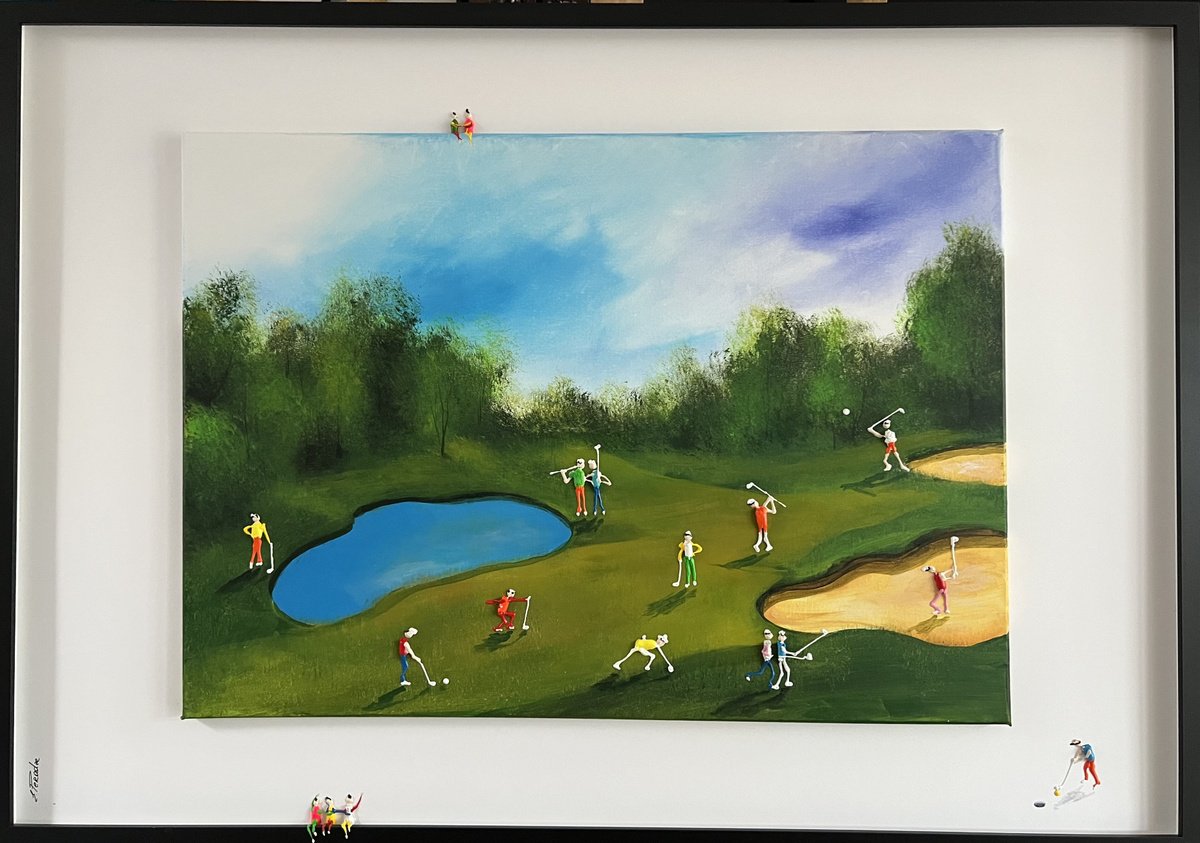 Abstract Portrait Acrylic Painting By Eka Peradze, 29 X 21, Freedom Golf Eka Peradze, Original Artwork