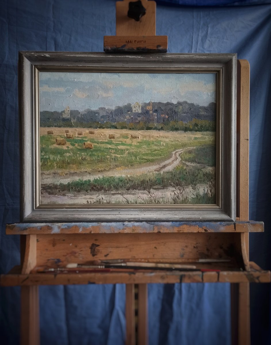 Haystacks in the field by Olga Goryunova