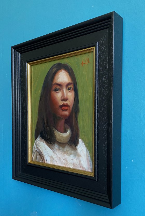 Asian girl with green.